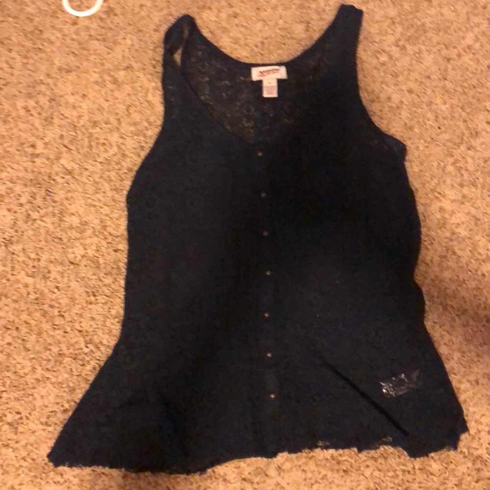 Semi see through navy lace top